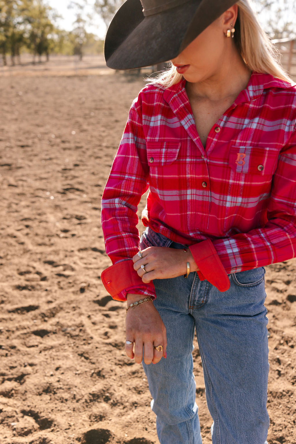 Dolly - Half Button Flannelette Work Shirt