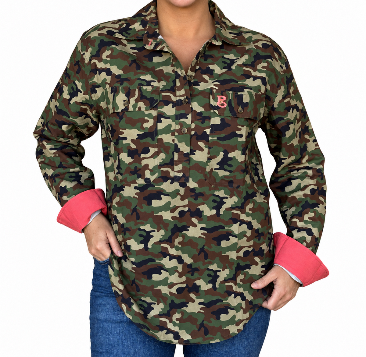 Off Duty - Half Button Cotton Work Shirt